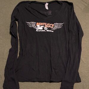 Bentleys Saloon Black Crew Neck Tight Fitted Long Sleeve Tee